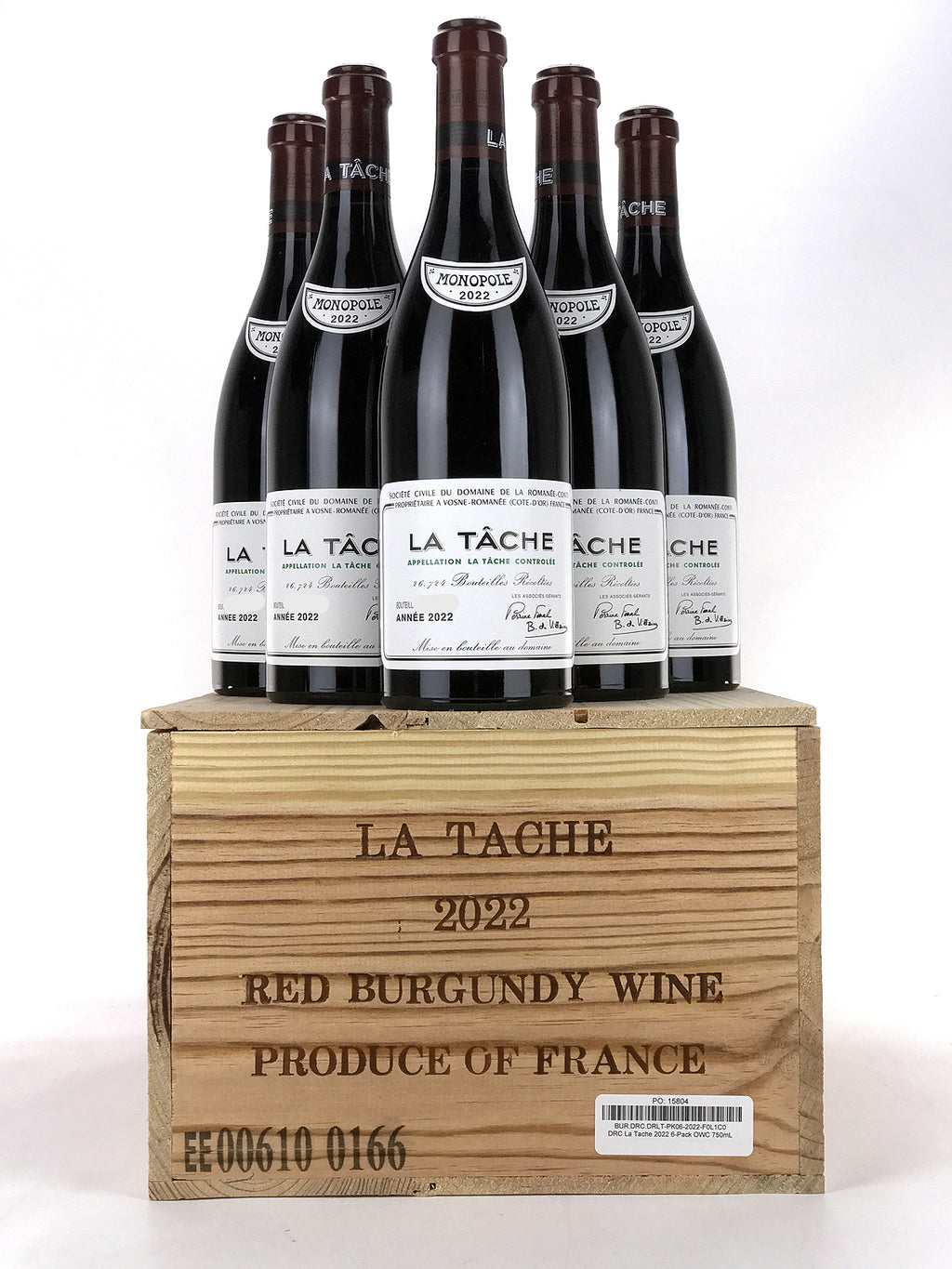 2022 Domaine de la Romanee-Conti, DRC, La Tache Grand Cru, Case of 6 b
