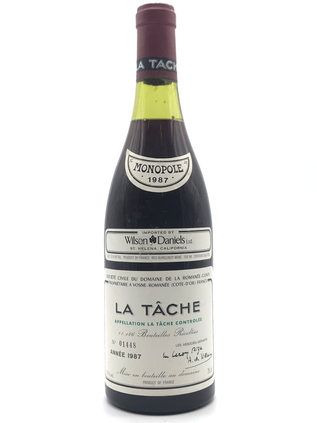 1987 Domaine de la Romanee-Conti, DRC, La Tache Grand Cru, Bottle (750ml)  [3cm, Slightly Corroded Capsule]
