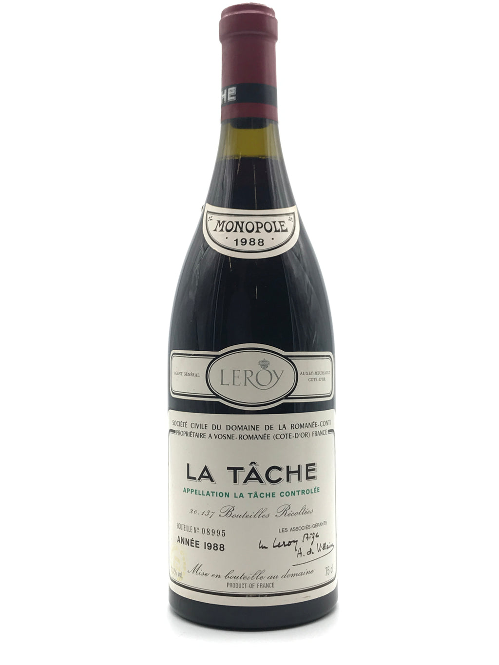 1988 Domaine de la Romanee-Conti, DRC, La Tache Grand Cru, Bottle