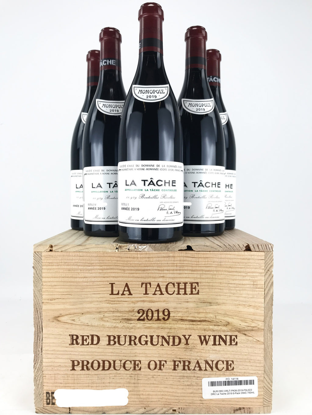 DRC LA TÂCHE 2019 空ボトル コルク付き BURDRCDRLT-PK06-2019-