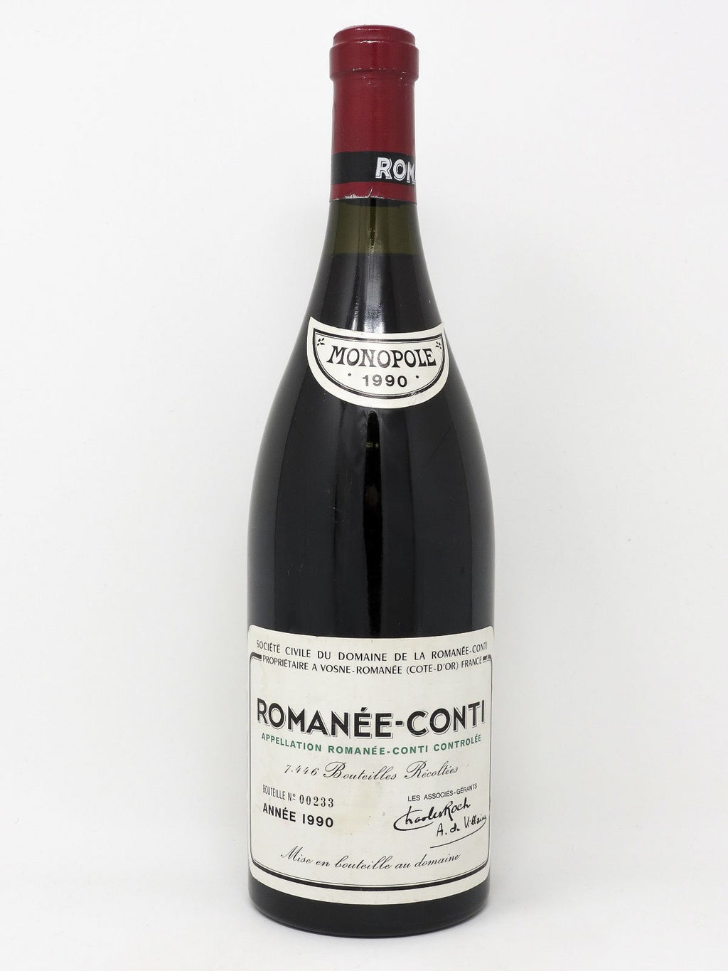 ROMANE'E-CONTI/ロマネ・コンティ 1990年　空瓶＋コルク付き 1990 Domaine de la Romanee-Conti, DRC, Romanee-Conti Grand Cru, Bottle