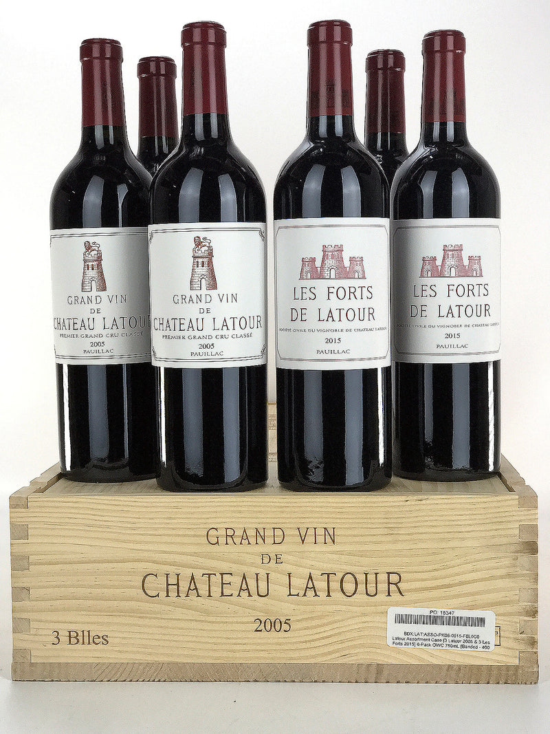 2005 / 2015 Chateau Latour Assortment Case, Paulliac, [3 ea 2005 Latour & 3 ea 2015 Les Forts de Latour, Banded - 350 Produced], Case of 6 Bottles