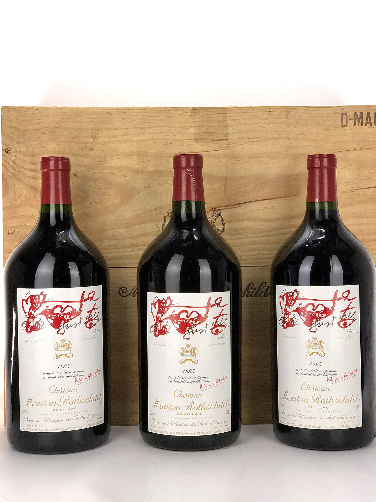 1995 Chateau Mouton Rothschild, Pauillac, Case of 3 D/Magnum