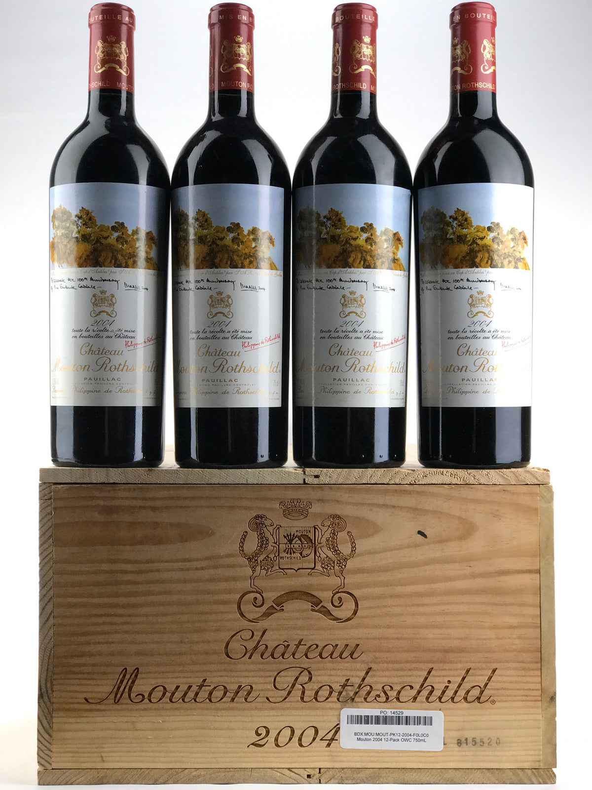 2004 Chateau Mouton Rothschild, Pauillac, Case of 12 btls 2004 Chateau Mouton Rothschild, Pauillac, Case of 12 btls