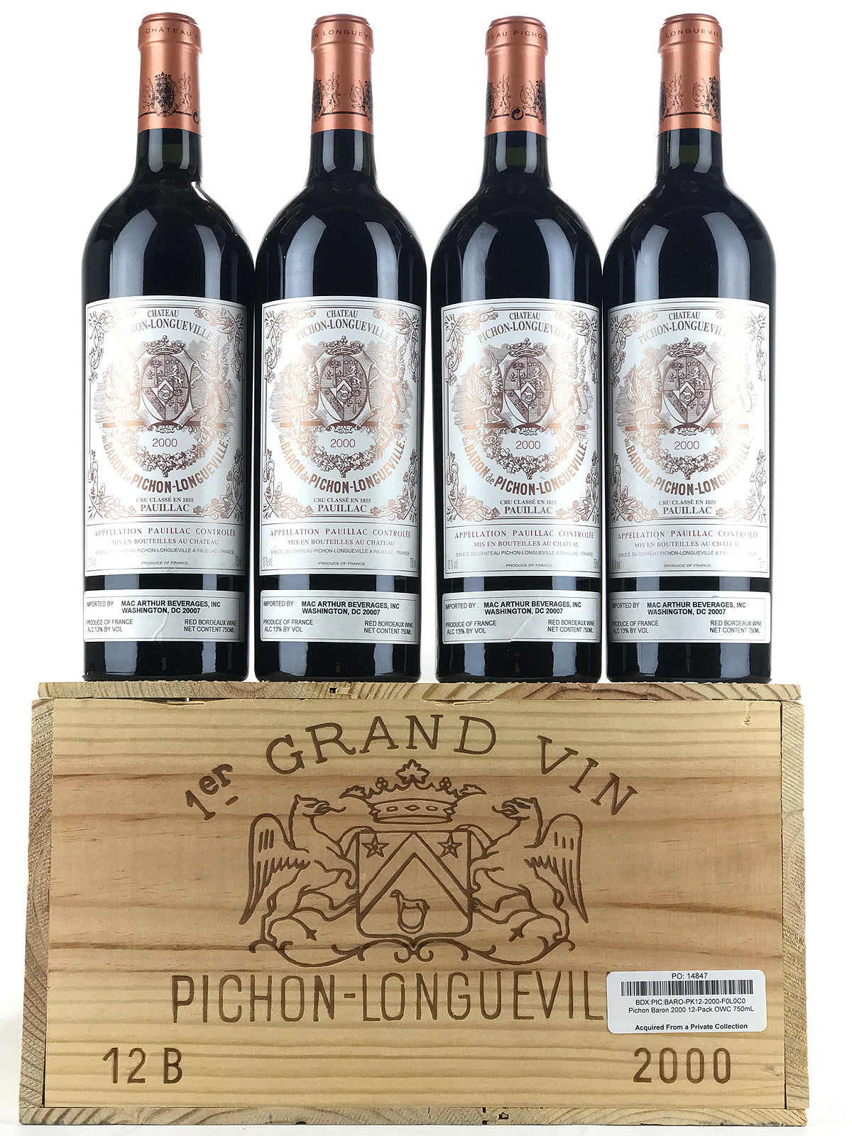 2000 Chateau Pichon-Longueville Baron, Pauillac, Case of 12 btls
