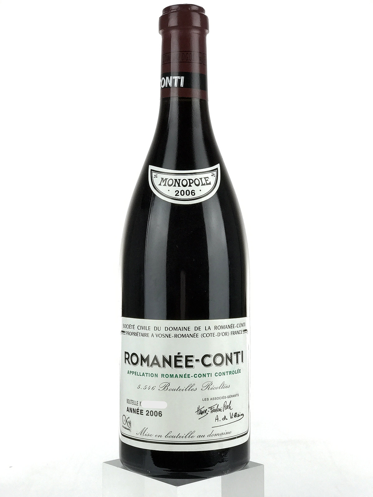 2006 DRC ロマネ コンティ ROMANÉE-CONTI 空瓶 2006 Domaine de la Romanee-Conti, DRC, Romanee-Conti Grand Cru, Bottle