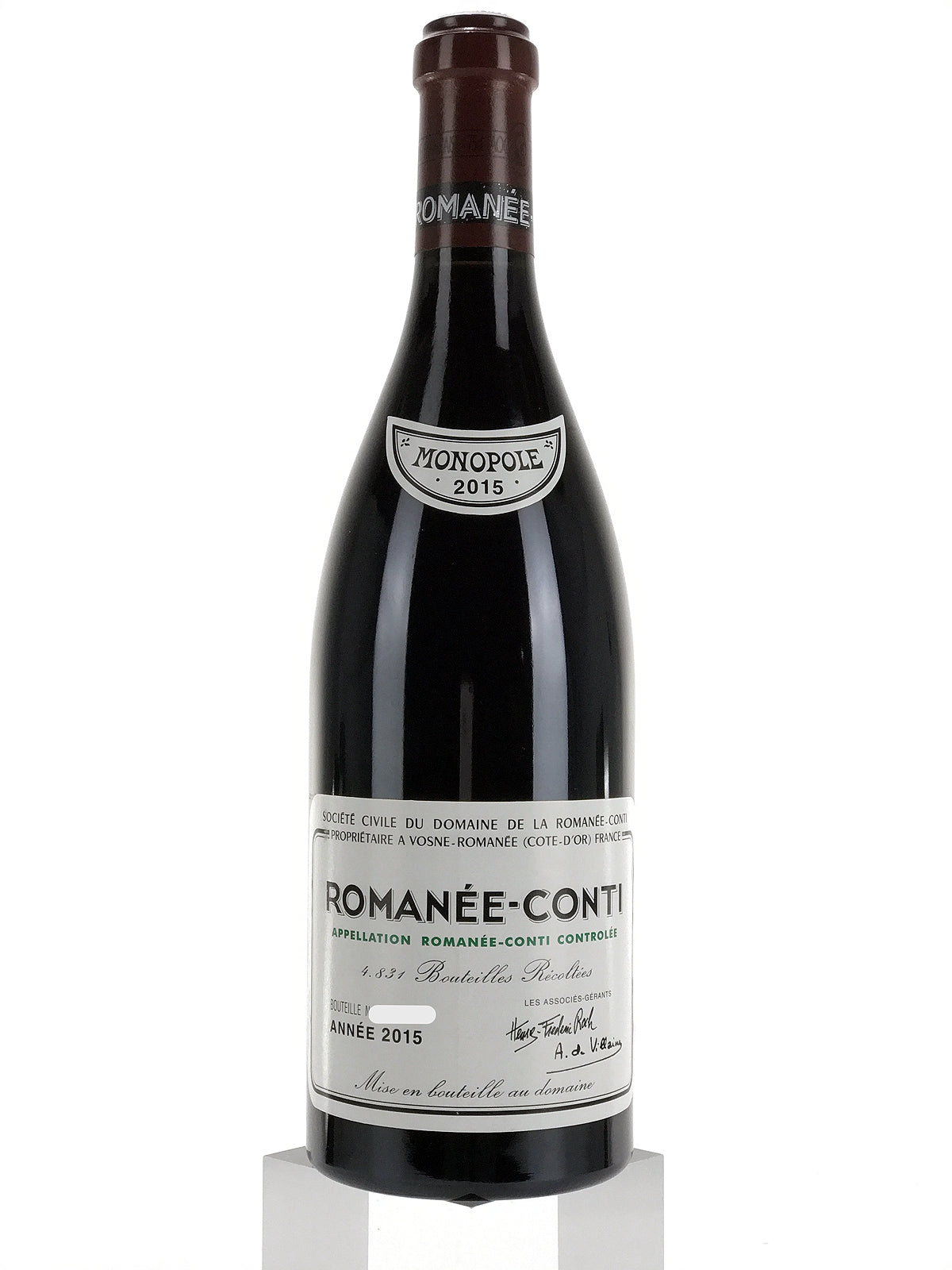 ROMANÉE-CONTI 2015 赤ワイン 750mlの空き瓶 2015 Domaine de la Romanee-Conti, DRC, Romanee-Conti Grand Cru, Bottle
