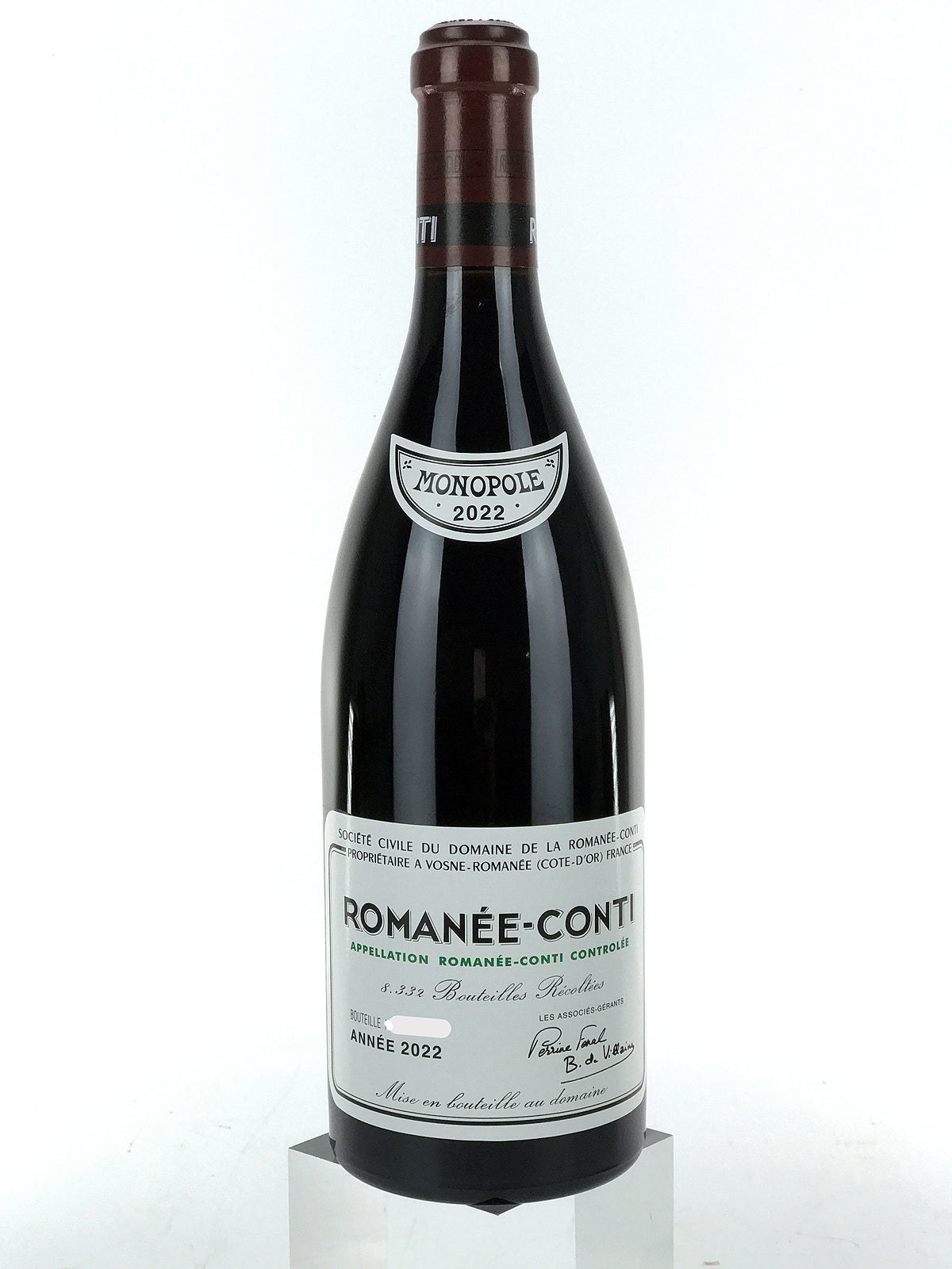 (空き瓶)ROMANÉE-CONTI 2022 750ml 2022 Domaine de la Romanee-Conti, DRC, Romanee-Conti Grand Cru, Bottle
