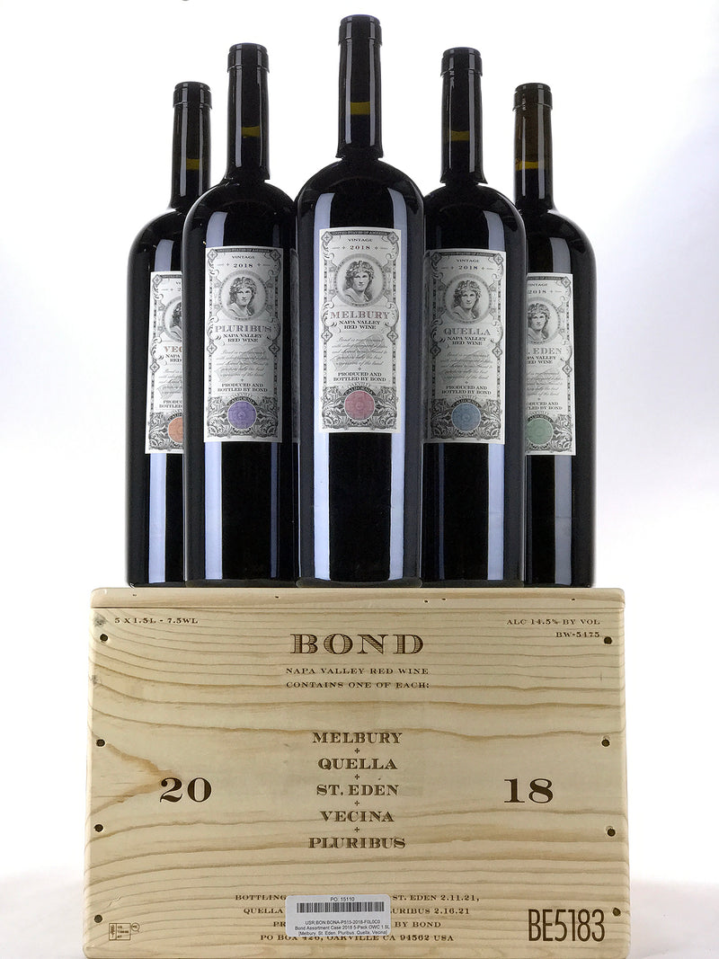 2018 BOND, Terroir Portfolio, Napa Valley [Melbury, St. Eden, Pluribus, Quella, Vecina], Case of 5 Magnum