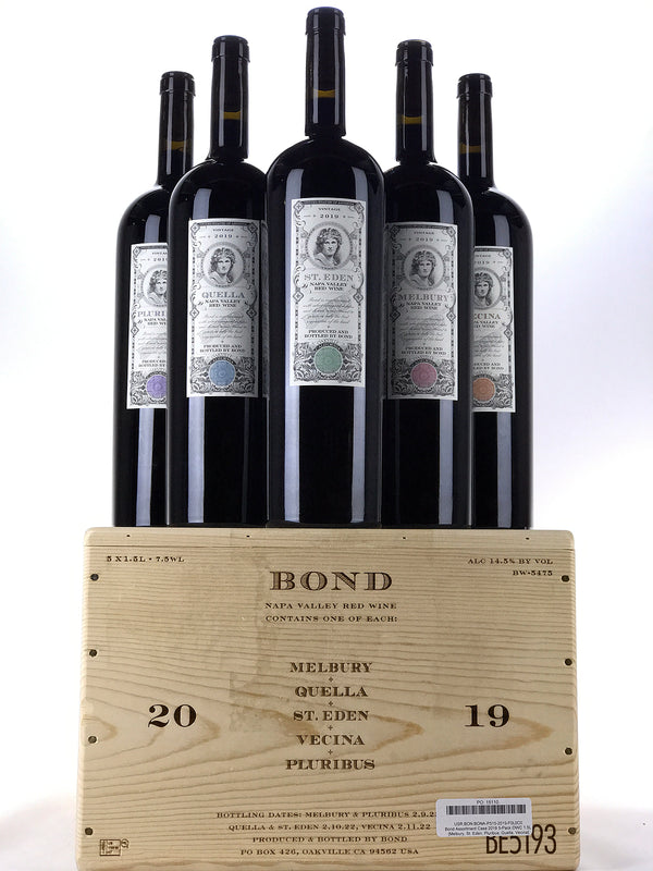 2019 BOND, Terroir Portfolio, Napa Valley [Melbury, St. Eden, Pluribus, Quella, Vecina], Case of 5 Magnum