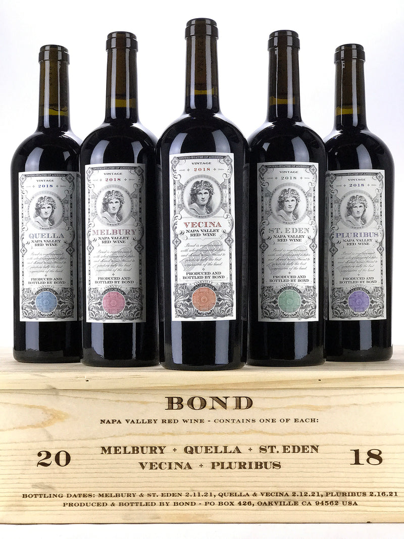 2018 BOND, Terroir Portfolio, Napa Valley [Melbury, St. Eden, Pluribus, Quella, Vecina], Case of 5 Btls