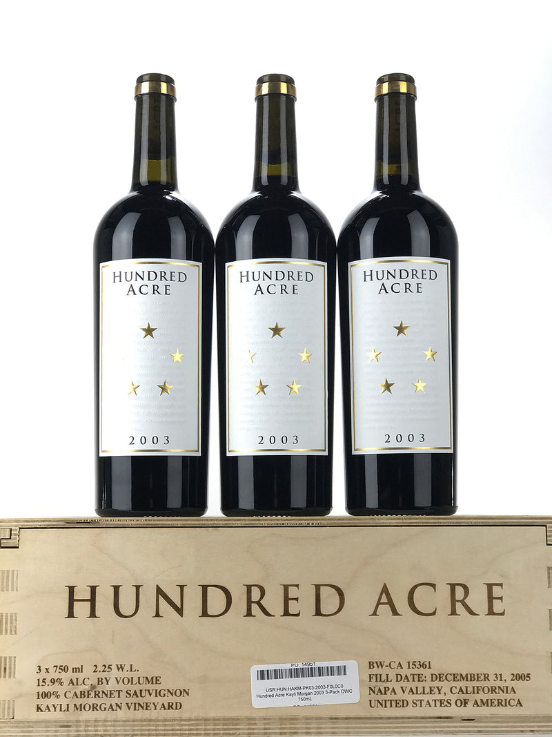 2003 Hundred Acre, Kayli Morgan Vineyard, Napa Valley, Case of 3 Btls