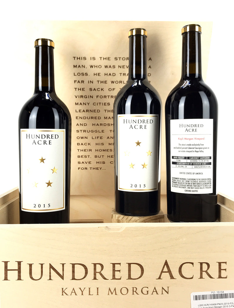 2015 Hundred Acre, Kayli Morgan Vineyard, Napa Valley, Case of 3 Btls