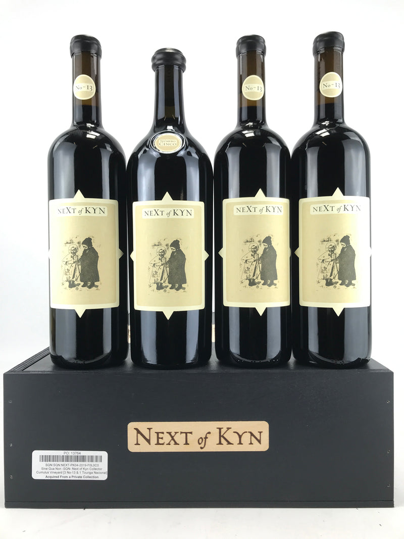 2019 Sine Qua Non, SQN, Cumulus Vineyard, Next of Kyn, Central Coast, California, Case of 4 Btls [3 No-13 & 1 Touriga Nacional]