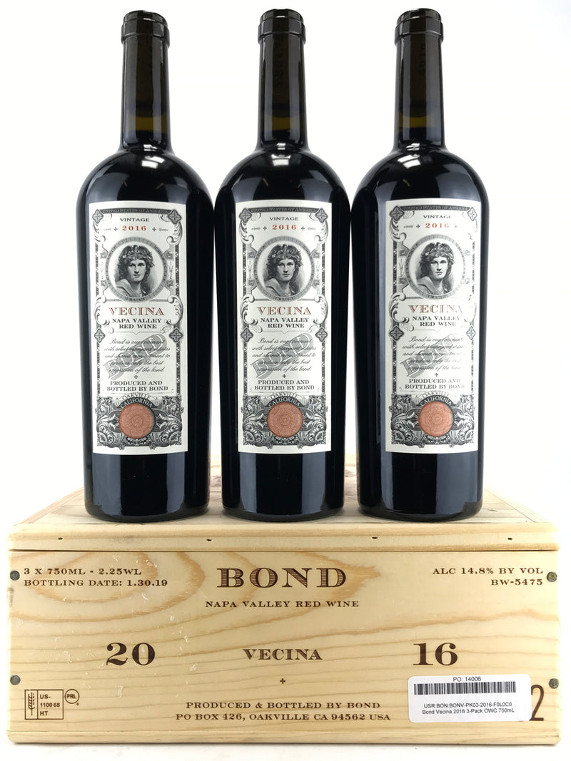 2016 Bond, Vecina, Napa Valley, Case of 3 Btls