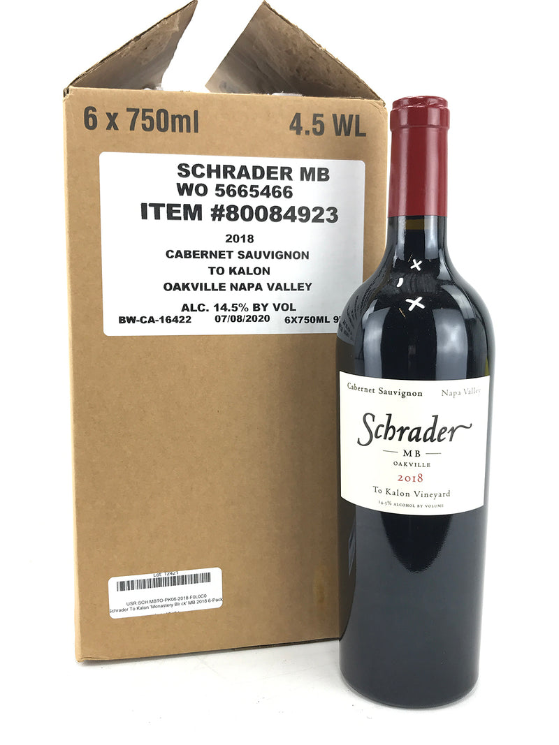 2018 Schrader Cellars, MB To Kalon Vineyard Cabernet Sauvignon, Oakville, Case of 6 btls